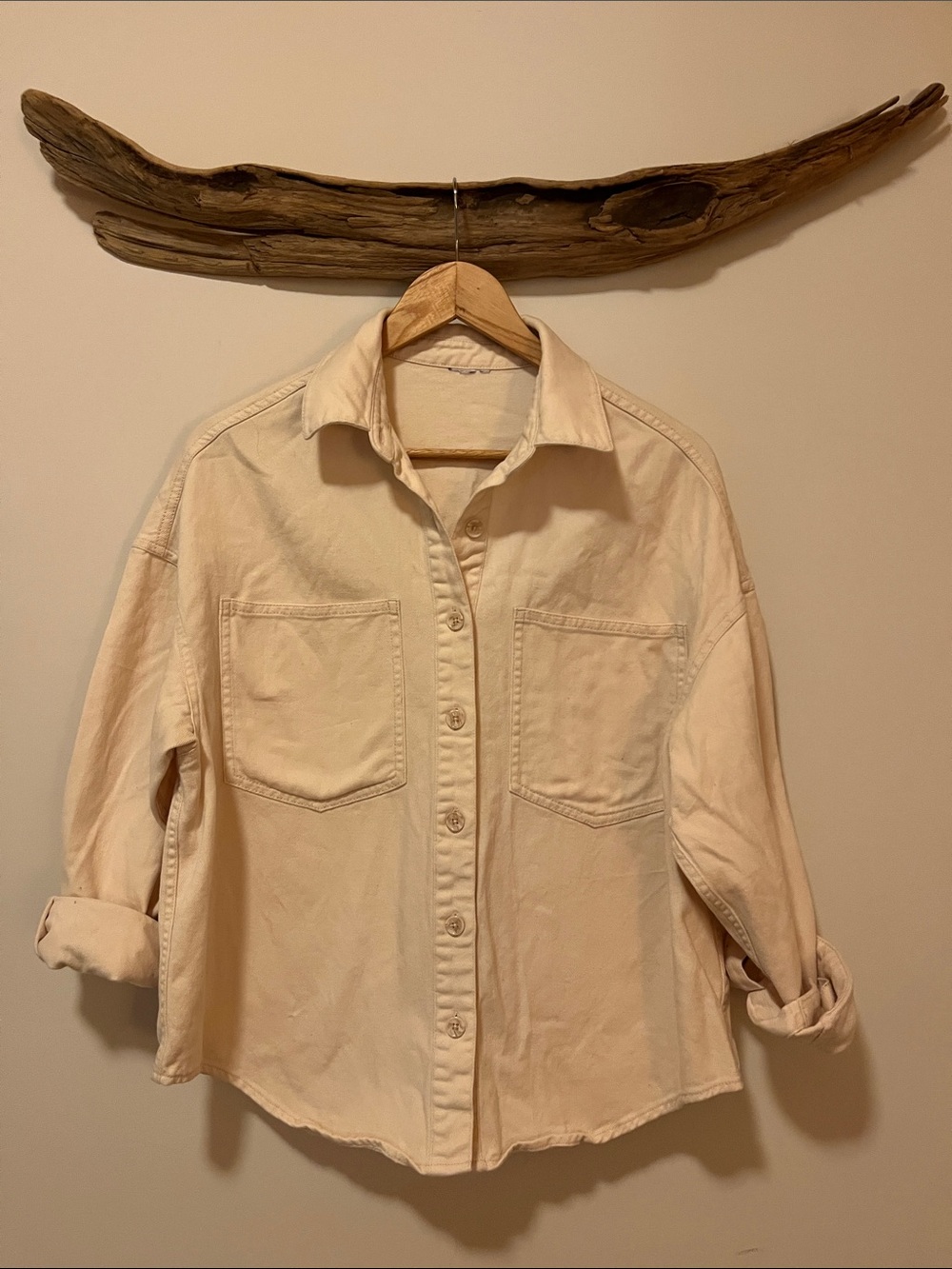 Simons Cream Button-Down Cotton Utility Shirt